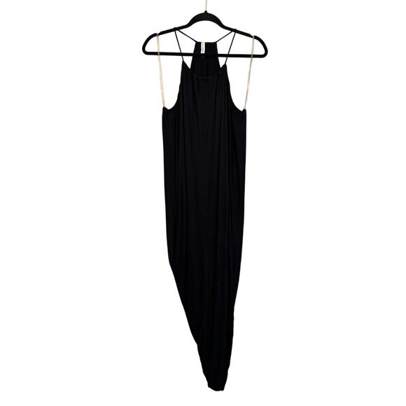 Love In Maxi Dress Medium Black Halter Tulip Wrap Summer Evening Cocktail USA - Picture 1 of 9